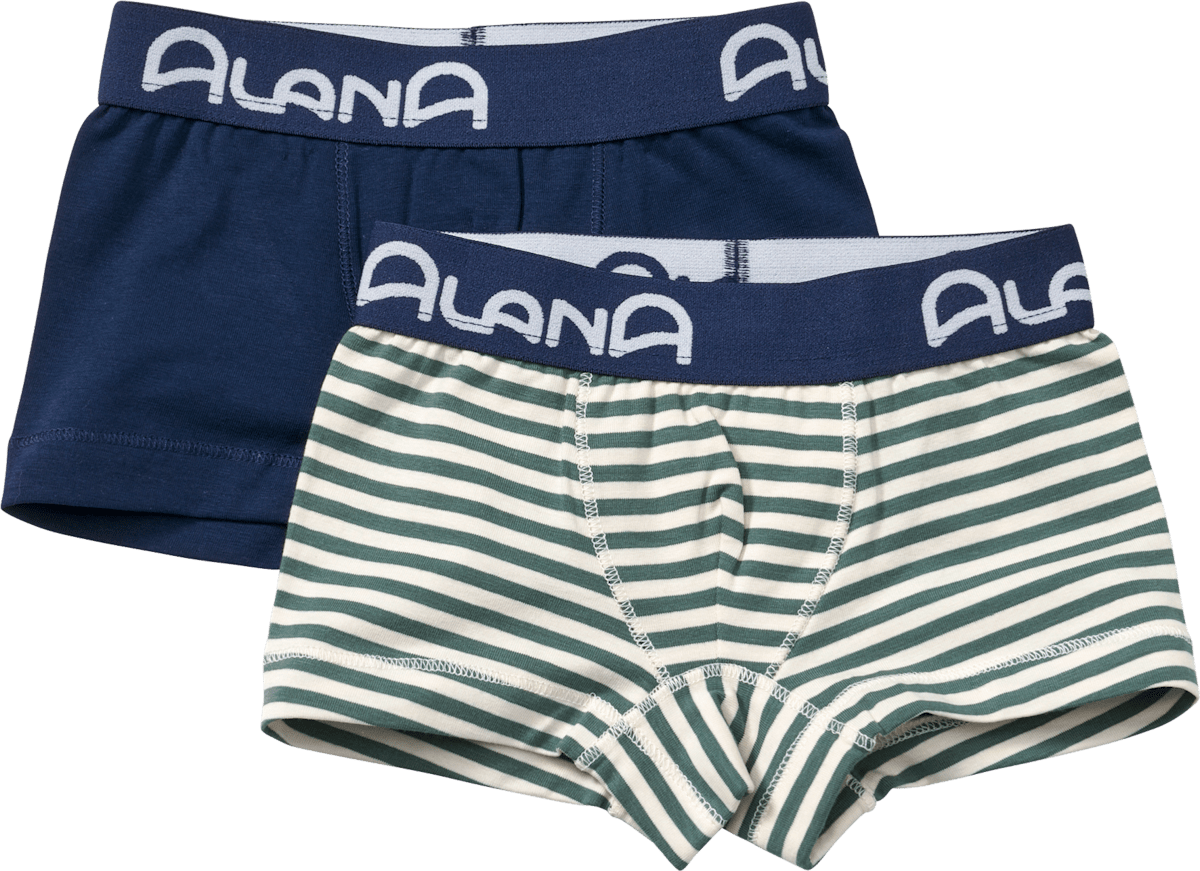 ALANA Boxershorts mit Streifen, blau + grün, Gr. 98/104, 2 St