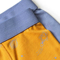 Boxershorts met ruimtepatroon, geel + blauw, maat 98/104, 2 stuks