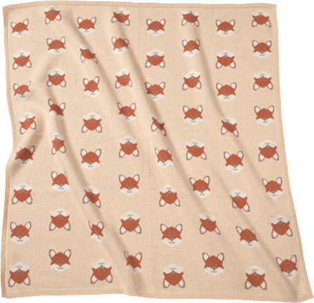 Decke mit Fuchs-Muster, beige, 80x80 cm, 1 St