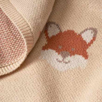 Decke mit Fuchs-Muster, beige, 80x80 cm, 1 St