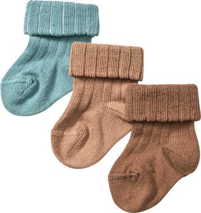 Erstlingssocken, blau + braun, Gr. 15/16, 3 St