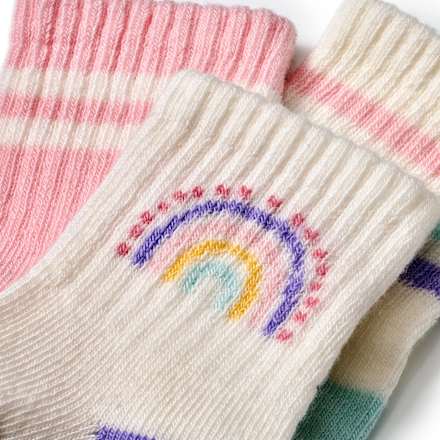 Erstlingssocken mit Regenbogen-Motiv, rosa + weiß, Gr. 15/16, 3 St