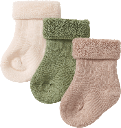 Erstlingssocken mit Ripp-Struktur, grün + beige + weiß, Gr. 13/14, 1 St