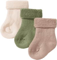 Erstlingssocken mit Ripp-Struktur, grün + beige + weiß, Gr. 13/14, 1 St