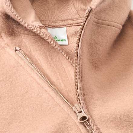 Fleecejack met capuchon, bruin, maat 74/80, 1 stuk