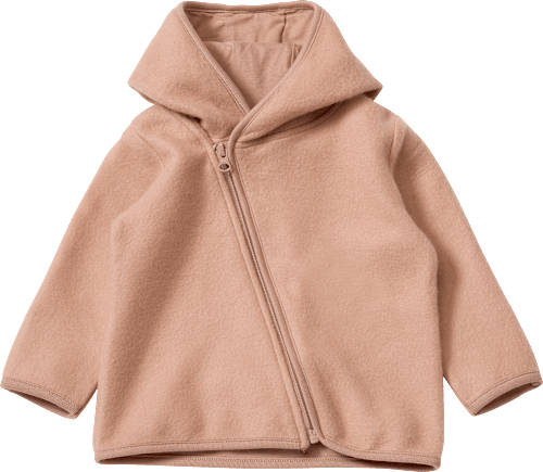 Fleecejack met capuchon, bruin, maat 74/80, 1 stuk