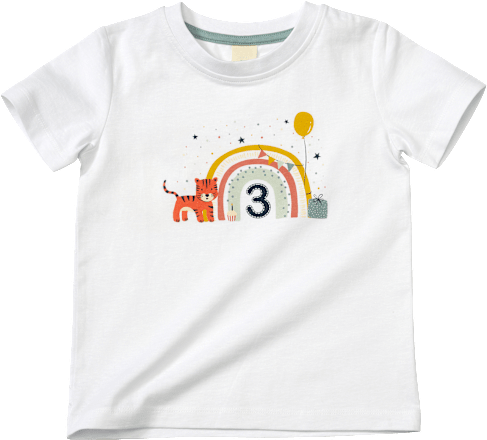 Verjaardags T-shirt 3 jaar, wit, maat 104, 1 stuk