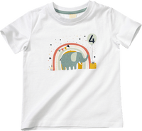 Verjaardags T-shirt 4 jaar, wit, maat 110, 1 stuk