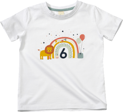 Geburtstags T-Shirt 6 Jahre, weiß, Gr. 122, 1 St