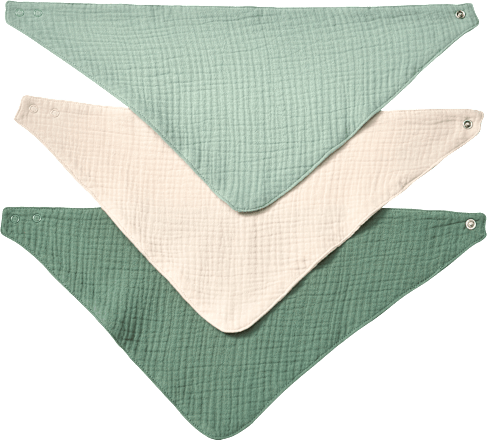Halstücher aus Musselin, grün + beige, ca. 43 x 21 cm, 3 St