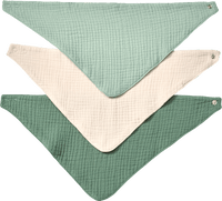 Halstücher aus Musselin, grün + beige, ca. 43 x 21 cm, 3 St