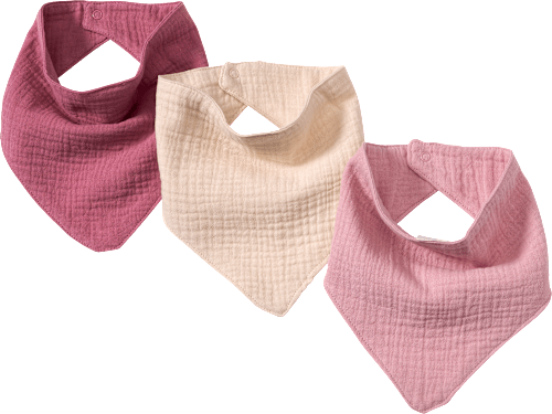 Halstücher aus Musselin, rosa + beige, ca. 38,5 x 16 cm, 3 St