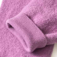 Merinowolbroek met meegroeifunctie, paars, maat 62/68, 1 stuk