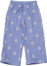 Hose aus Musselin mit Blumen-Stickerei & weitem Schnitt, lila, Gr. 128, 1 St