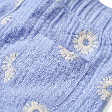Hose aus Musselin mit Blumen-Stickerei & weitem Schnitt, lila, Gr. 98, 1 St