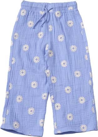 Hose aus Musselin mit Blumen-Stickerei & weitem Schnitt, lila, Gr. 98, 1 St