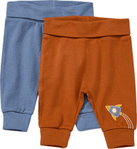 Hose mit Raketen-Motiv, Ripp-Struktur & Mitwachsfunktion, braun + blau, Gr. 68, 1 St