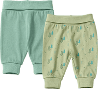 Hosen mit Mitwachsfunktion, Baum-Muster & Ripp-Struktur, grün, Gr. 56, 2 St