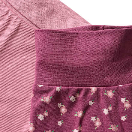 Hosen mit Mitwachsfunktion, Blüten-Muster & Ripp-Struktur, beere, Gr. 56, 1 St