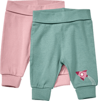Hosen mit Raketen-Motiv, Ripp-Struktur & Mitwachsfunktion, blau + rosa, Gr. 68, 2 St