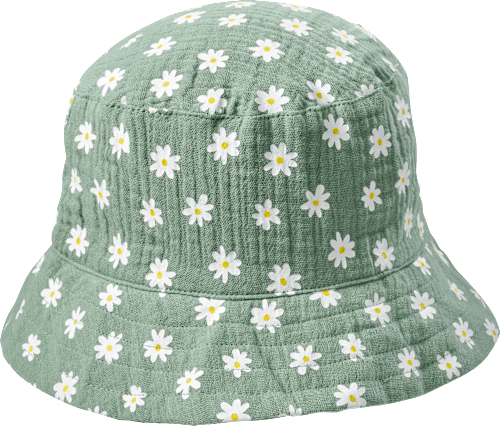 Hut aus Musselin mit Blumen-Muster, grün, Gr. 52/53, 1 St