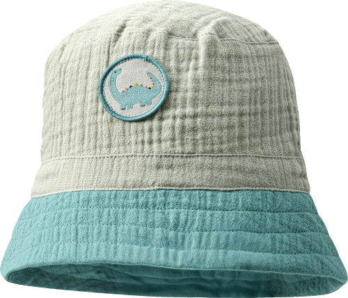 Hut aus Musselin mit Dino-Motiv, grün, Gr. 52/53, 1 St