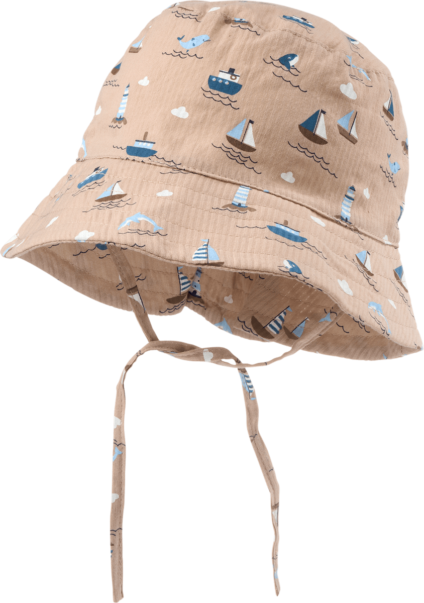 ALANA Hut mit Schiffs-Muster aus Musselin, beige, Gr. 46/47, 1 St