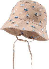 ALANA Hut mit Schiffs-Muster aus Musselin, beige, Gr. 46/47, 1 St