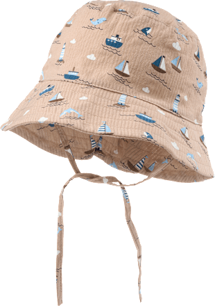 Hut mit Schiffs-Muster aus Musselin, beige, Gr. 46/47, 1 St