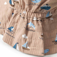 ALANA Hut mit Schiffs-Muster aus Musselin, beige, Gr. 46/47, 1 St