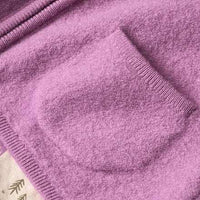 Merinowoljas met meegroeifunctie en hertenpatroon, paars, maat 62/68, 1 stuk