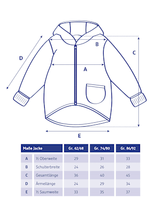 Merinowoljas met meegroeifunctie en hertenpatroon, paars, maat 62/68, 1 stuk