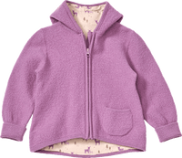 Jacke aus Merinowolle mit Mitwachsfunktion & Reh-Muster, lila, Gr. 74/80, 1 St
