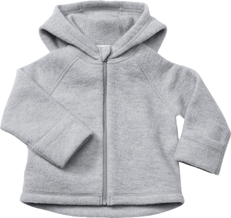 Wollen jas met capuchon en verstelbare mouwen, grijs, maat 74/80, 1 stuk