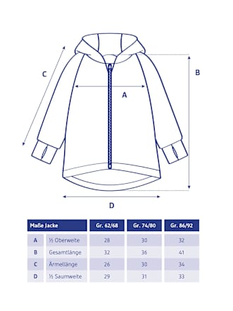 Wollen jas met capuchon en verstelbare mouwen, grijs, maat 74/80, 1 stuk