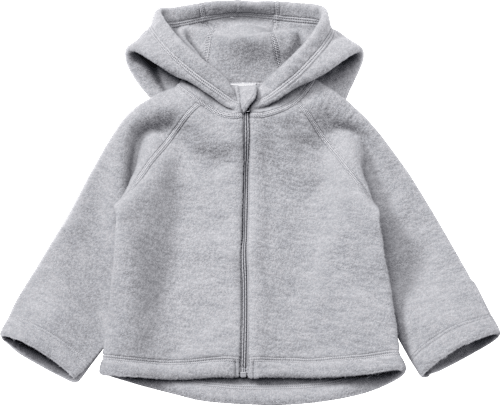Wollen jas met capuchon en verstelbare mouwen, grijs, maat 74/80, 1 stuk