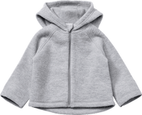 Wollen jas met capuchon en verstelbare mouwen, grijs, maat 74/80, 1 stuk