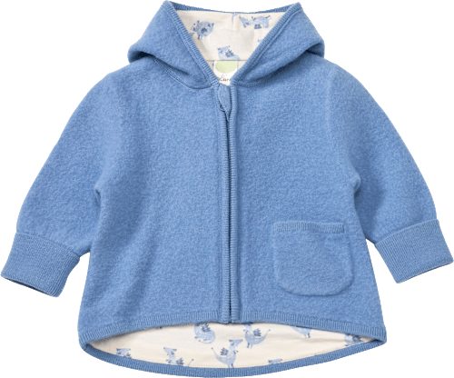 Jacke aus Wollwalk mit Mitwachsfunktion, blau, Gr. 74/80, 1 St