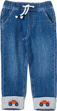 Jeans mit geradem Schnitt & Auto-Stickerei, blau, Gr. 92 92, 1 St