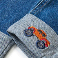 Jeans mit geradem Schnitt & Auto-Stickerei, blau, Gr. 92 92, 1 St