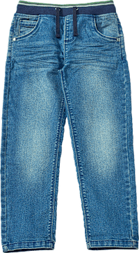 Rechte jeans met geribbelde tailleband en trekkoord, blauw, maat 104, 1 stuk