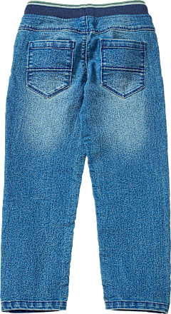 Rechte jeans met geribbelde tailleband en trekkoord, blauw, maat 104, 1 stuk