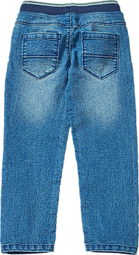 Rechte jeans met geribbelde tailleband en trekkoord, blauw, maat 104, 1 stuk