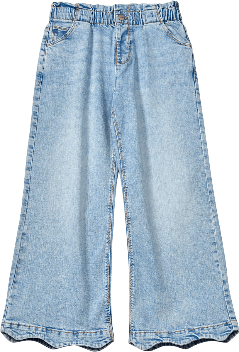 ALANA Jeans mit Paperbag-Bund, Muschelsaum & weitem Schnitt, blau, Gr. 140, 1 St