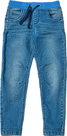 Slim-fit jeans met geribbelde tailleband, blauw, maat 110, 1 stuk