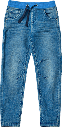 Slim-fit jeans met geribbelde tailleband, blauw, maat 110, 1 stuk