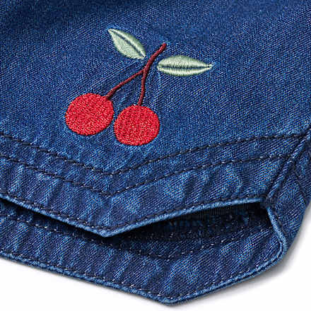 Jeansshorts mit Kirsch-Stickerei, blau, Gr. 110, 1 St