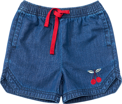 Jeansshorts mit Kirsch-Stickerei, blau, Gr. 110, 1 St
