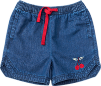 Jeansshorts mit Kirsch-Stickerei, blau, Gr. 110, 1 St