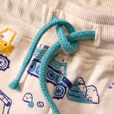 Joggingbroek met bouwplaatspatroon, beige, maat 110, 1 stuk